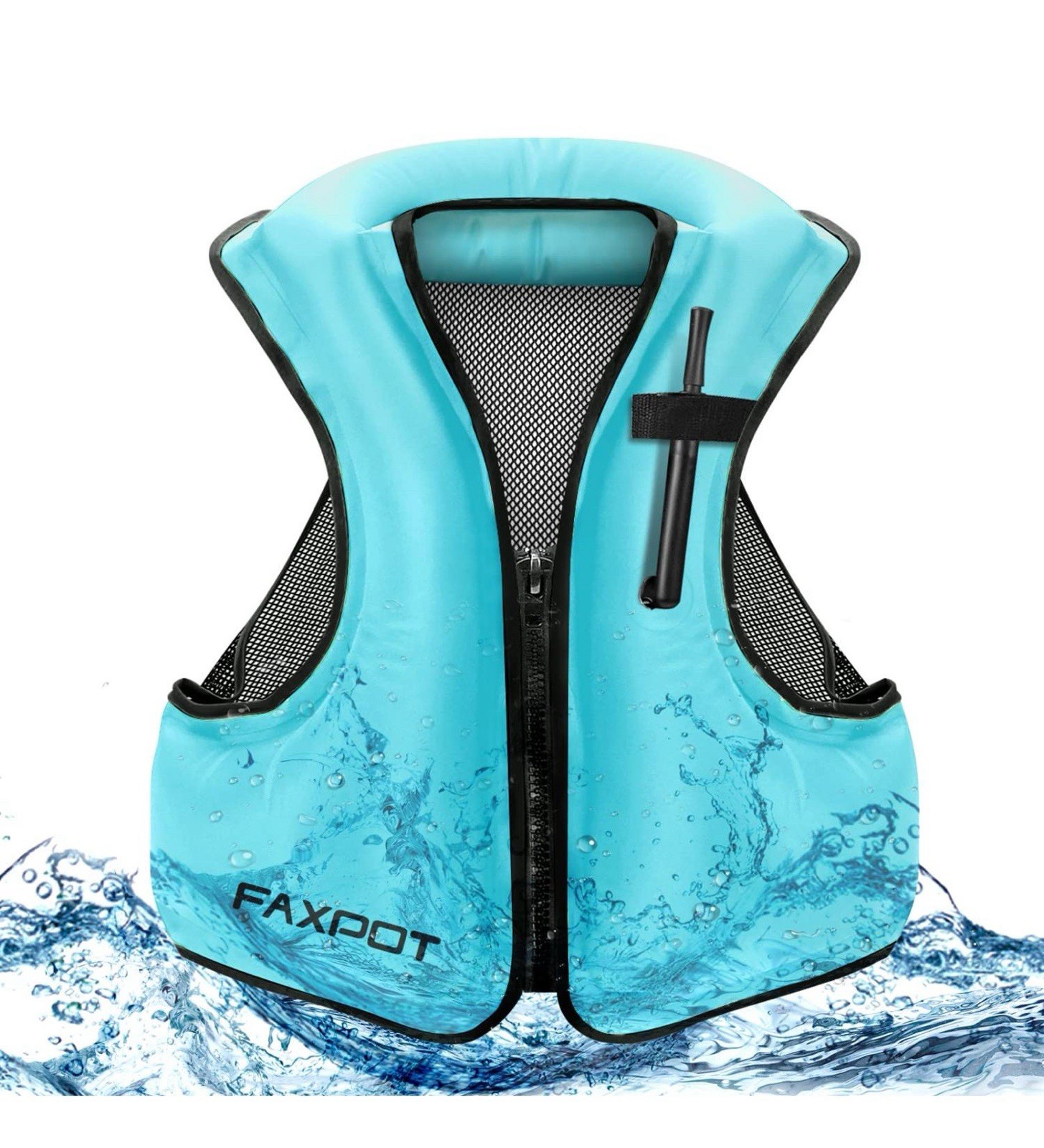 L/XL BLUE Faxpot Inflatable Snorkel Vest for Adults Blue Swim & Kayak Vest