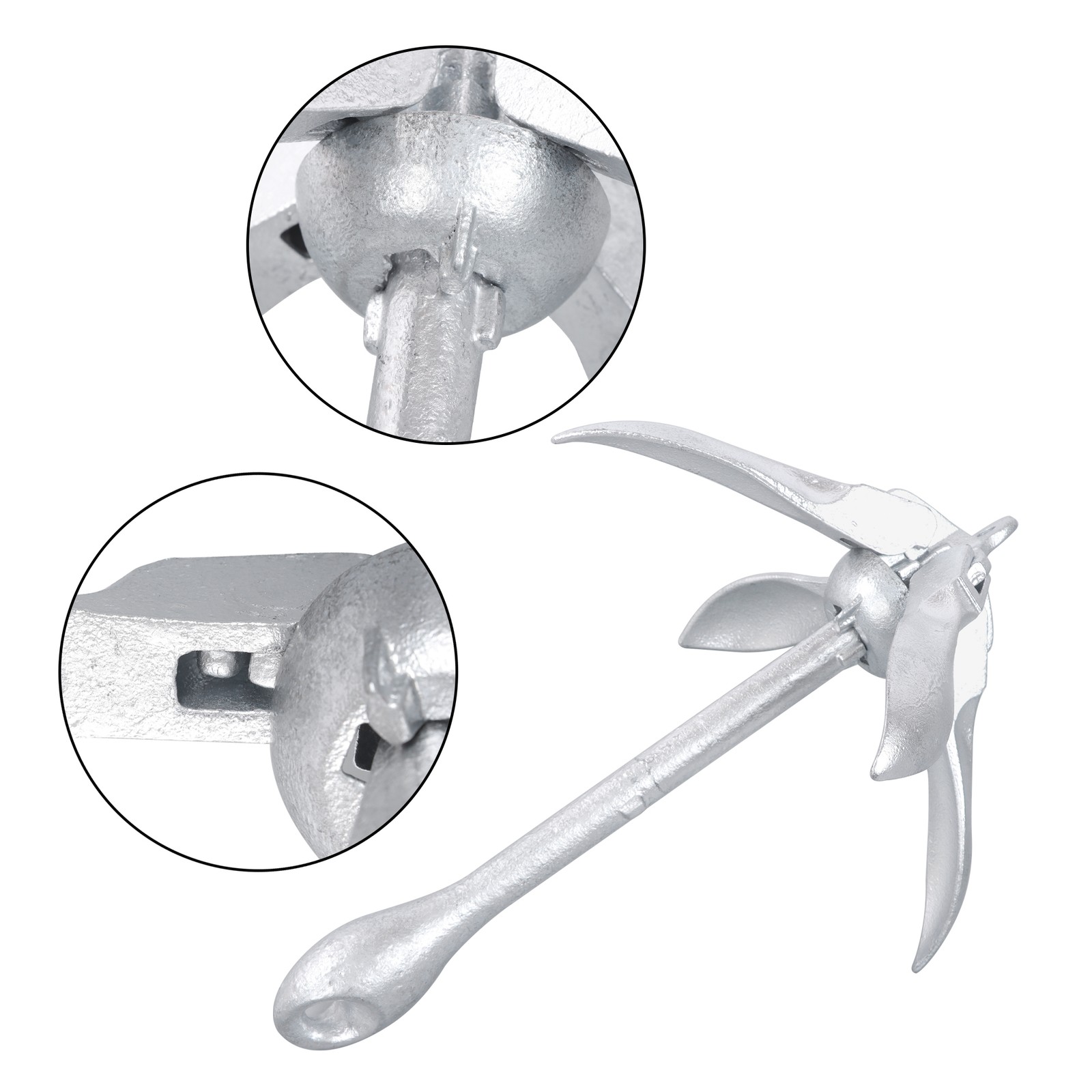 Marine Kayak Anchor Kit Silver 1.5LB/3.3LB/5.5LB/7.05LB Canoe Kayak Raft Boat