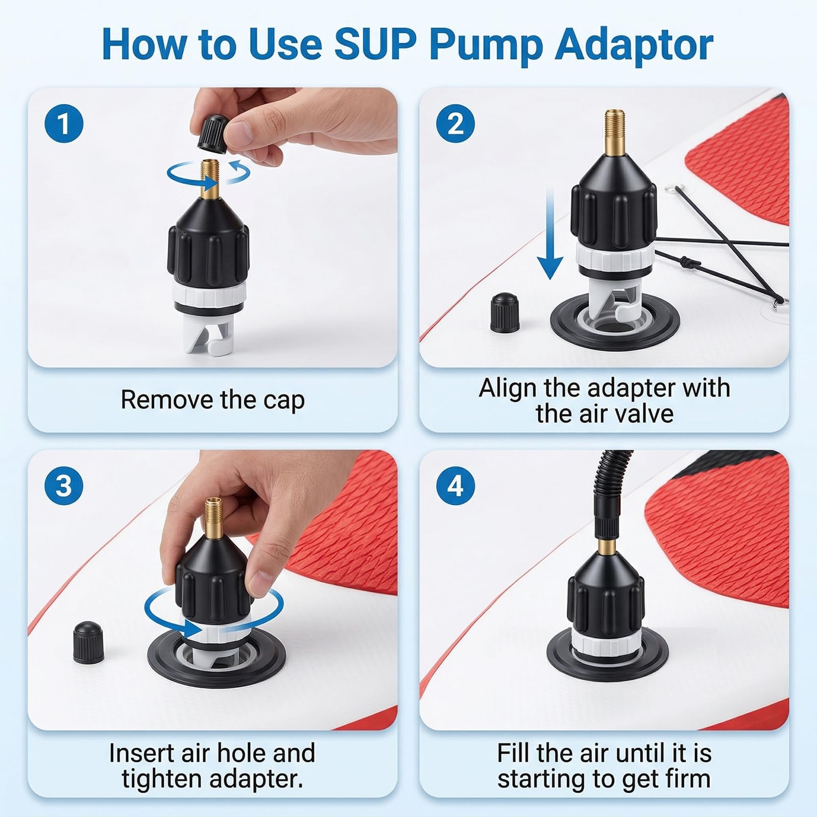 Yutzhre 2 PCS Inflatable Boat SUP Pump Adapter, Premium 3.15″L x 1.3″W, Black