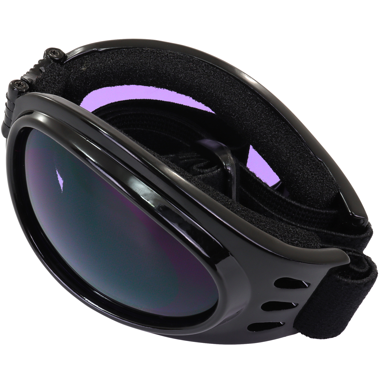 Adventure Foldable Goggles Black Frame Purple Tint Lenses
