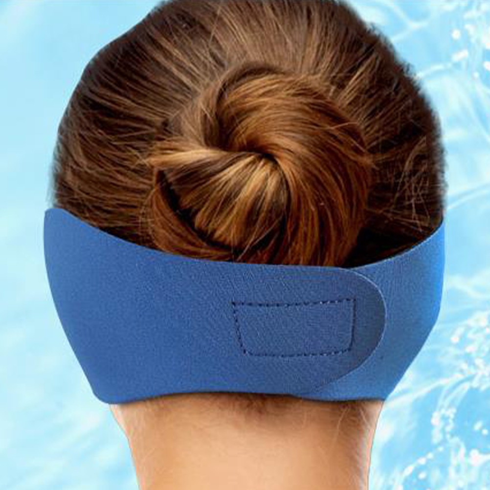 2Pcs Reusable Swim Ear Headbands with Hook and Loop for Bathing and Swimming