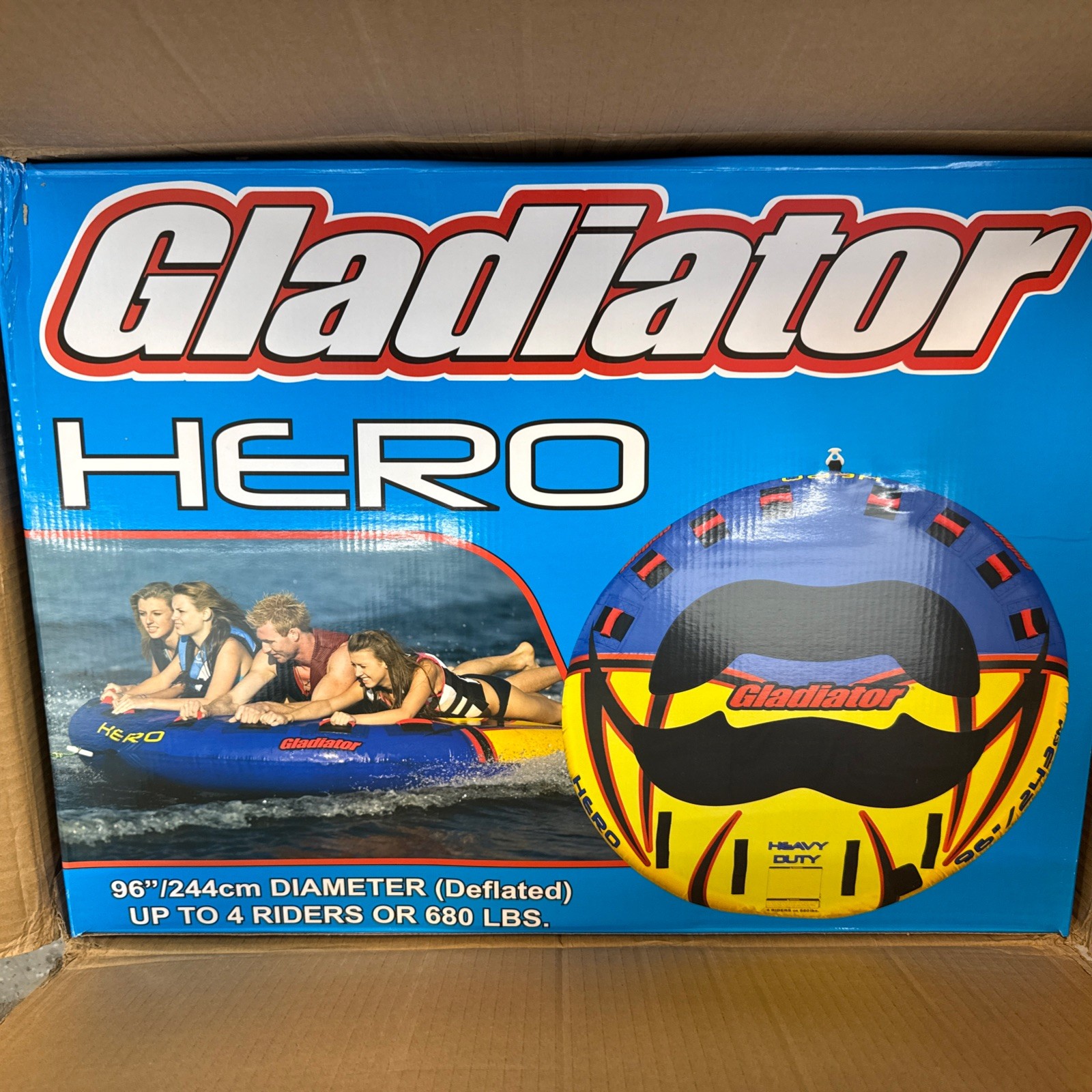 Gladiator Boat Inflatable Towable Tube 357464 | Hero 4-Person