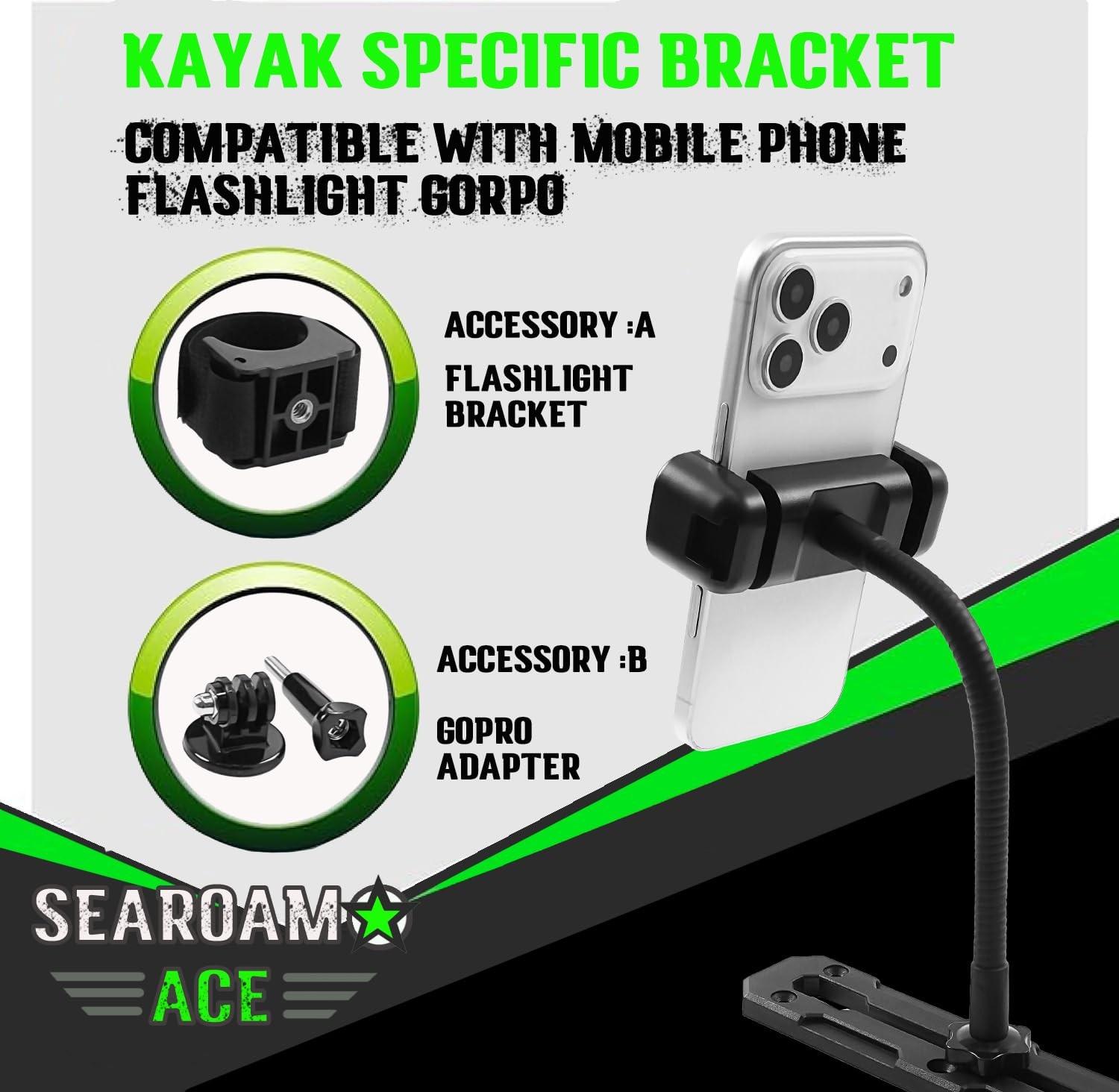 Universal Boat Mount for Action , Kayak Holder with Flexible Gooseneck, Anti-…