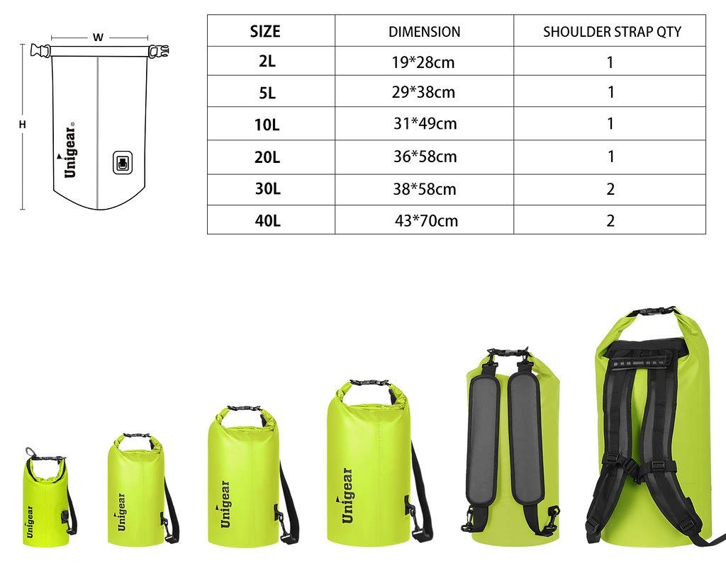 Dry Bag Waterproof, 2L/5L/10L/20L/30L/40L Floating and Lightweight Bags for Kaya