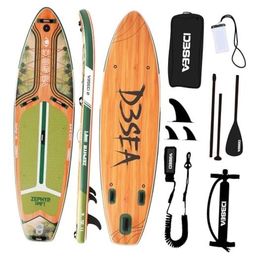11 ft Inflatable Stand Up Paddle Board with Accessories, Extra Wide Paddle