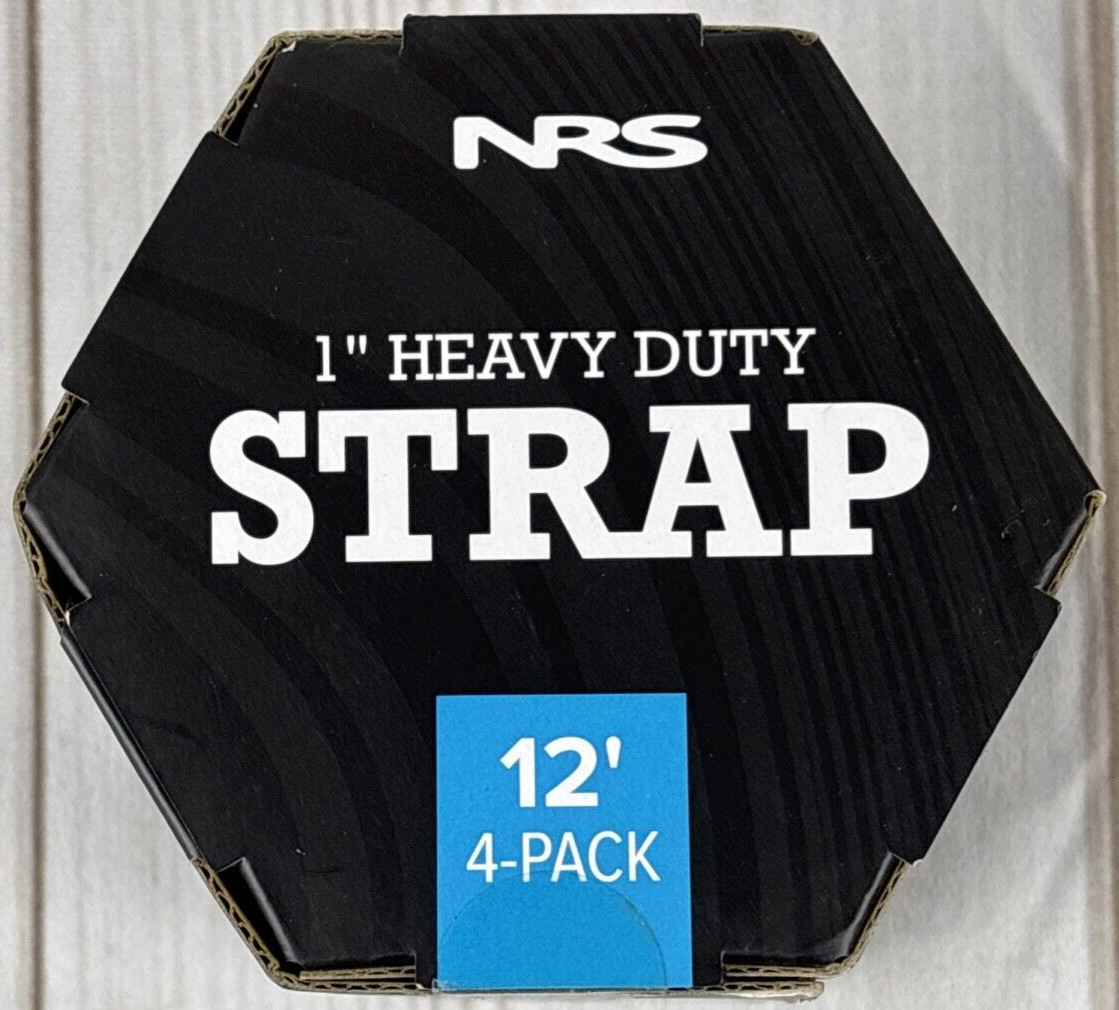 NRS 4-pack 12ft (12′) 1″ Heavy Duty Tie-Down Straps 500lbs Load Limit; Black