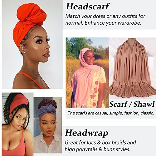 1 Piece Stretch Head Wrap Jersey Turban Long Hair Scarf Soft Z1 Dark Gray