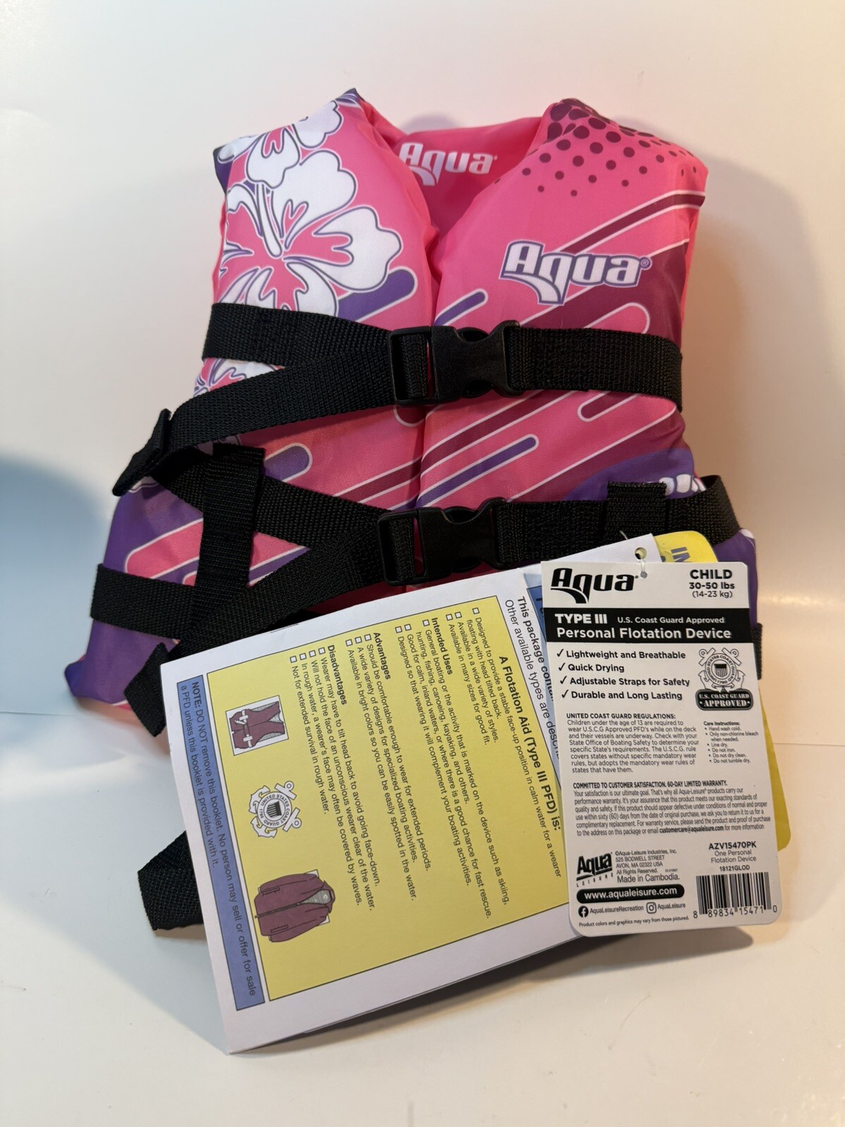 Oceans7 Flex Form Child Type III PFD Life Jacket Vest for 30-50lb,Pink