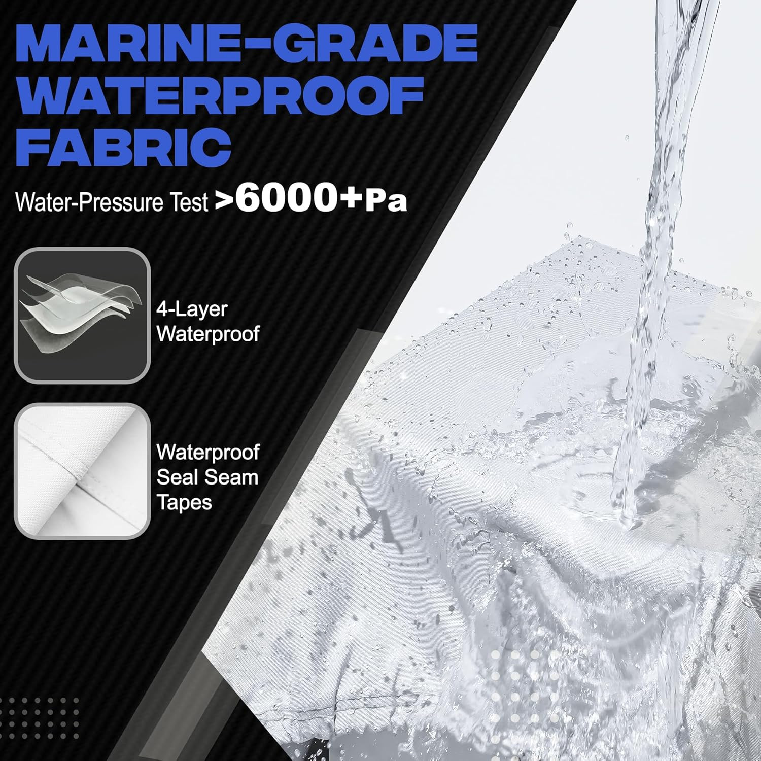 Heavy-Duty 1200D Waterproof Boat Cover for 20-22 Ft Boats with Storage Bag
