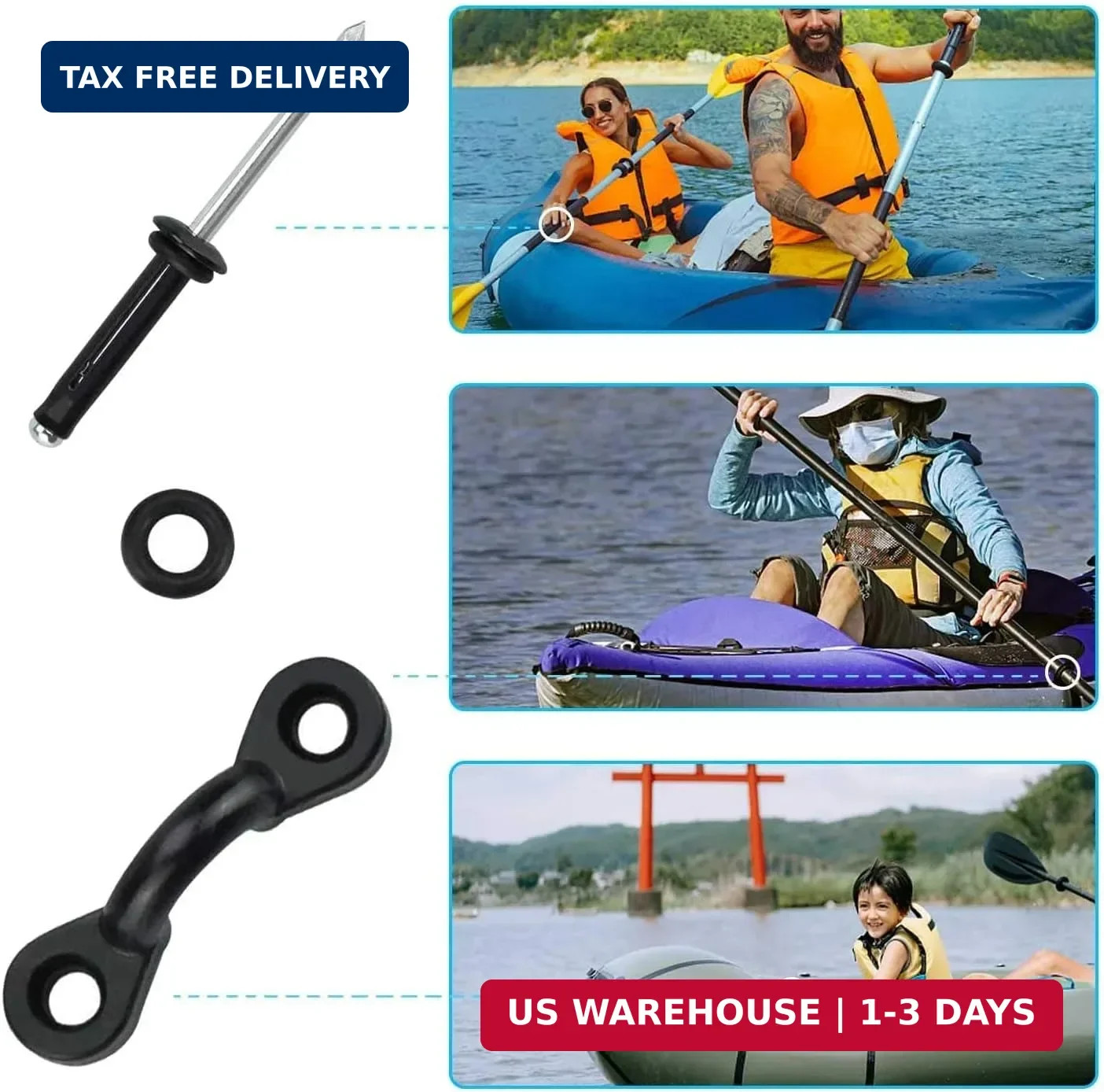 HLOGREE Kayak Handles 2/4 Pack,Kayak Carry Handle with Rivets,Kayak Replacement