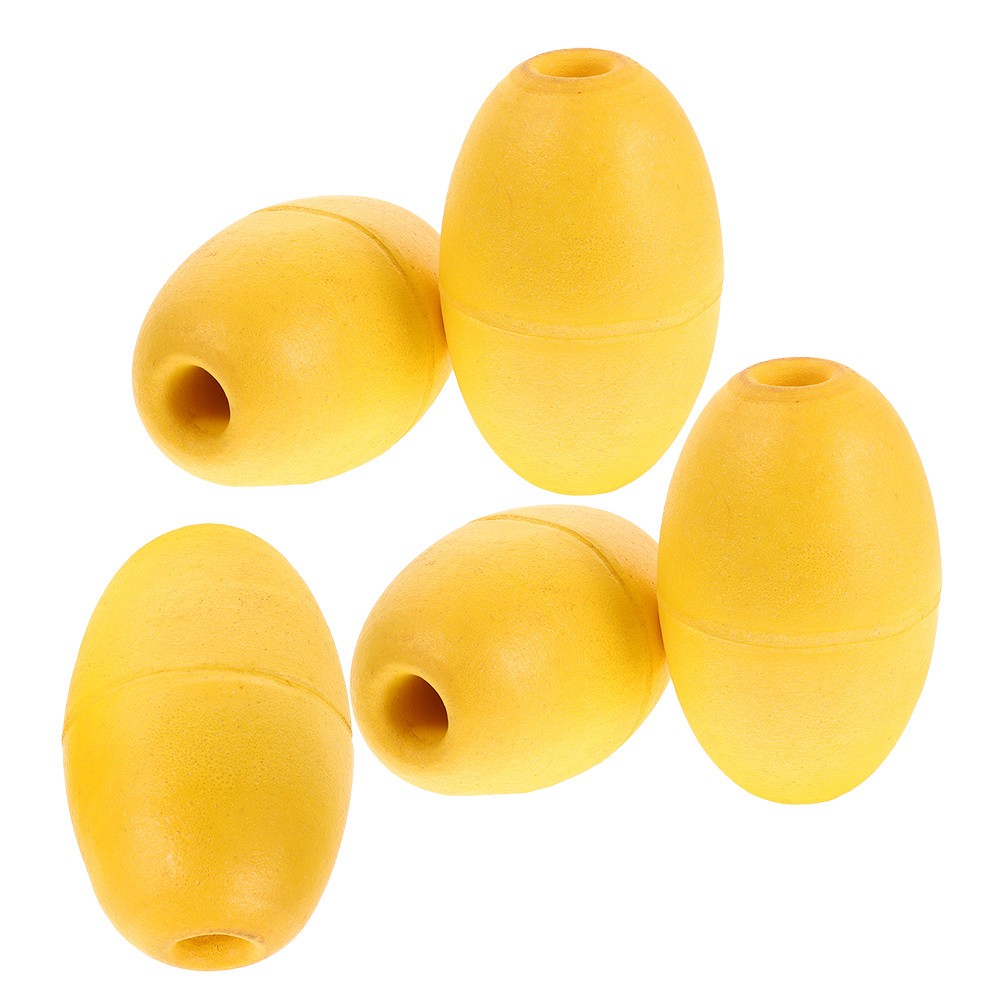 5Pcs Floating PVC Buoy Set Yellow for Boat Mooring Rope and Kayak Stabilizer Use