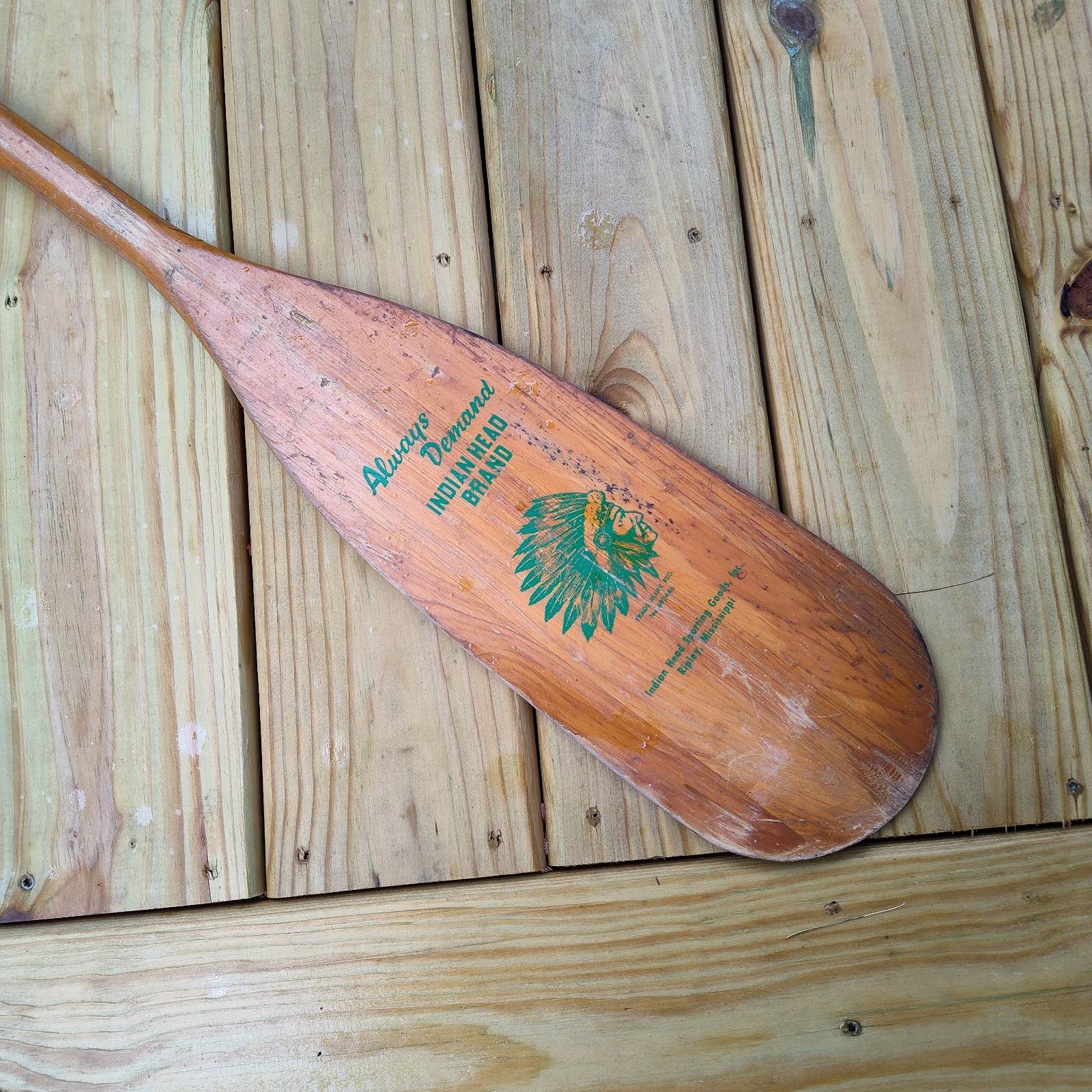 Wood Paddle by INDIAN HEAD Brand of Ripley, Mississippi 36″ Long Vintage