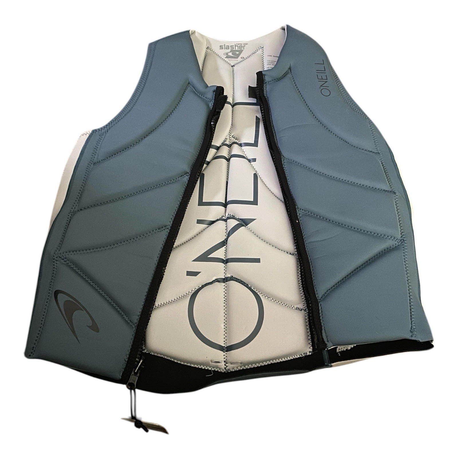 O’Neill Slasher Comp FZ Vest XL Cadet Blue Cool Gray Wakeboard Impact