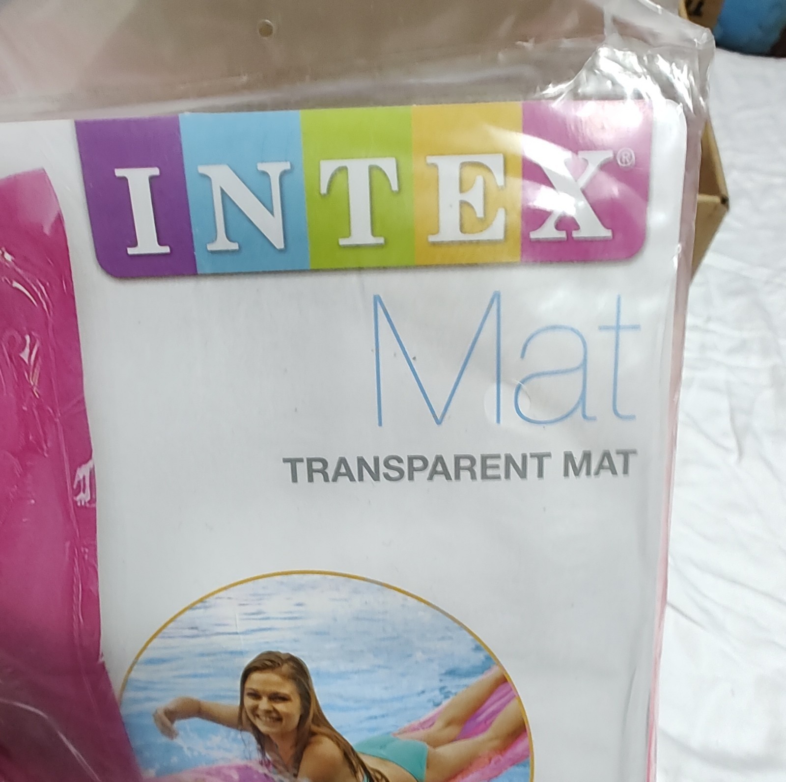 Intex Transparent Mat Inflatable Swimming Float Pink 72in x 27in #2