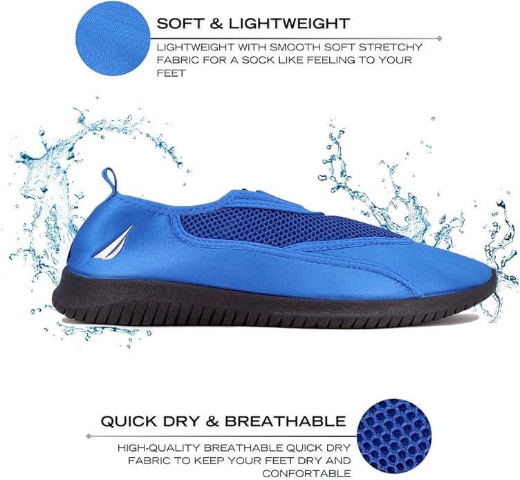 Nautica Mens Athletic Water Shoes Aqua Socks Slip-on Sandals-Marco-Royal Size 9