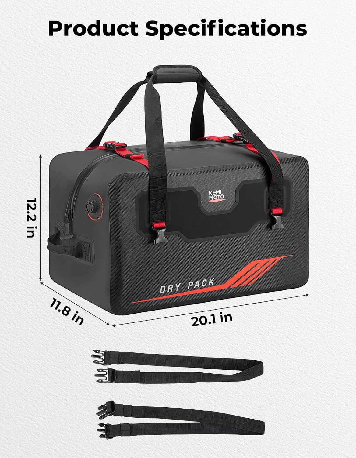 KEMIMOTO Waterproof Duffle Bag 45L Heavy Duty Marine Dry Bag Jet Ski Tail Bag