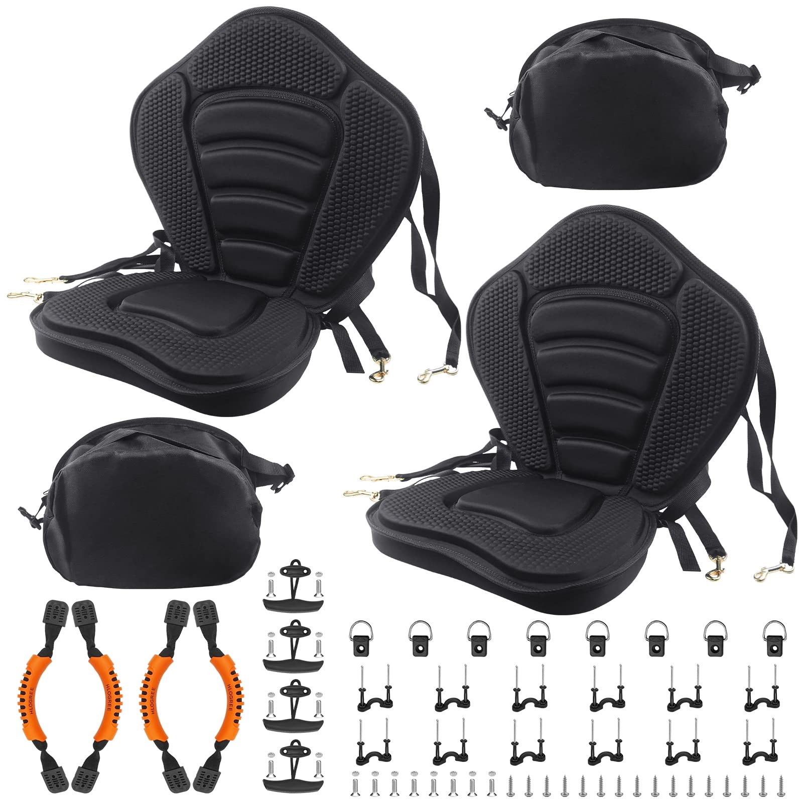 HLOGREE 2Pack Kayak Deluxe Padded Seat with Storage Bag, Comfortable High Bac…