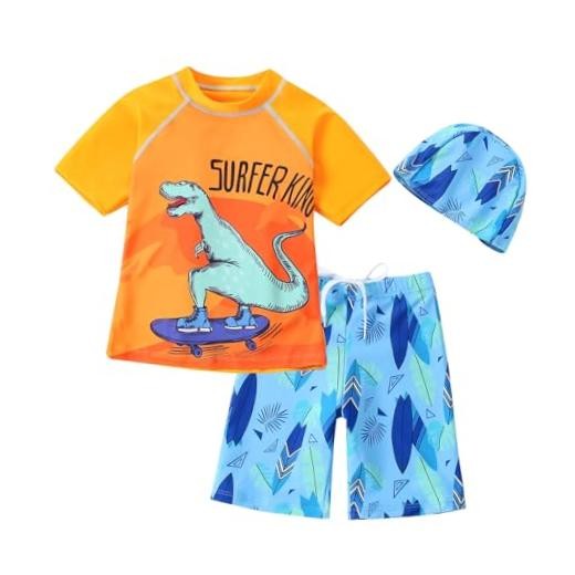 Toddler Swimsuit Boy 3 Piece Boys Swim Set Short Sleeve Boys 2-3T Dinosaur B