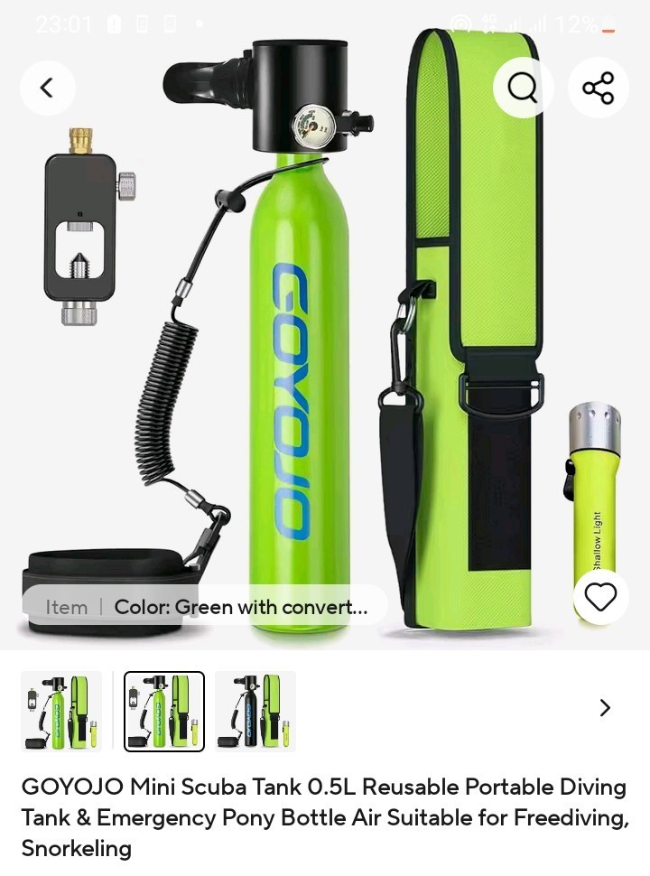 ​Mini Scuba Tank 0.5L Portable Diving Air Bottle – For Snorkeling & Diving