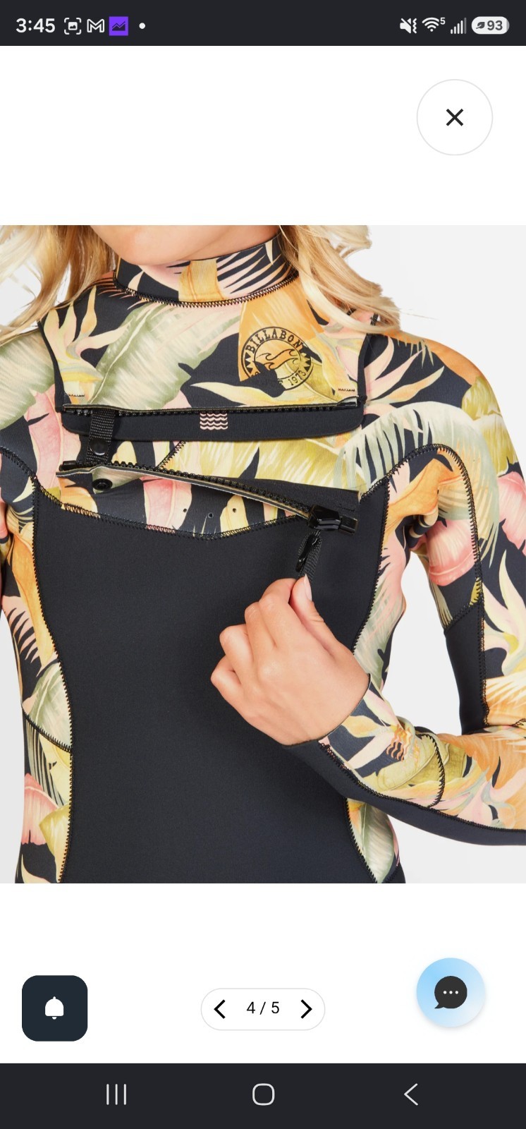 NWT billabong wetsuit Girls / Teen 8-12 Years 3/2 mm Salty Dayz