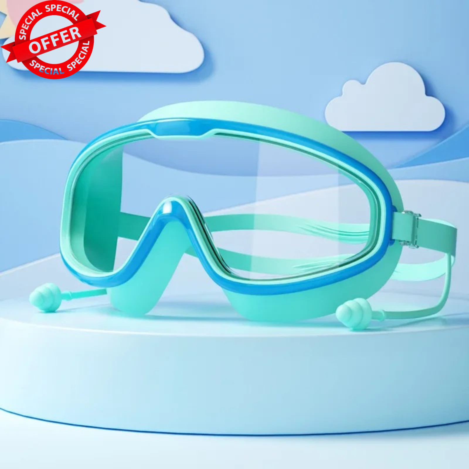 Kids Swimming Goggles Big Frame HD View Anti-fog Waterproof Boys & Girls