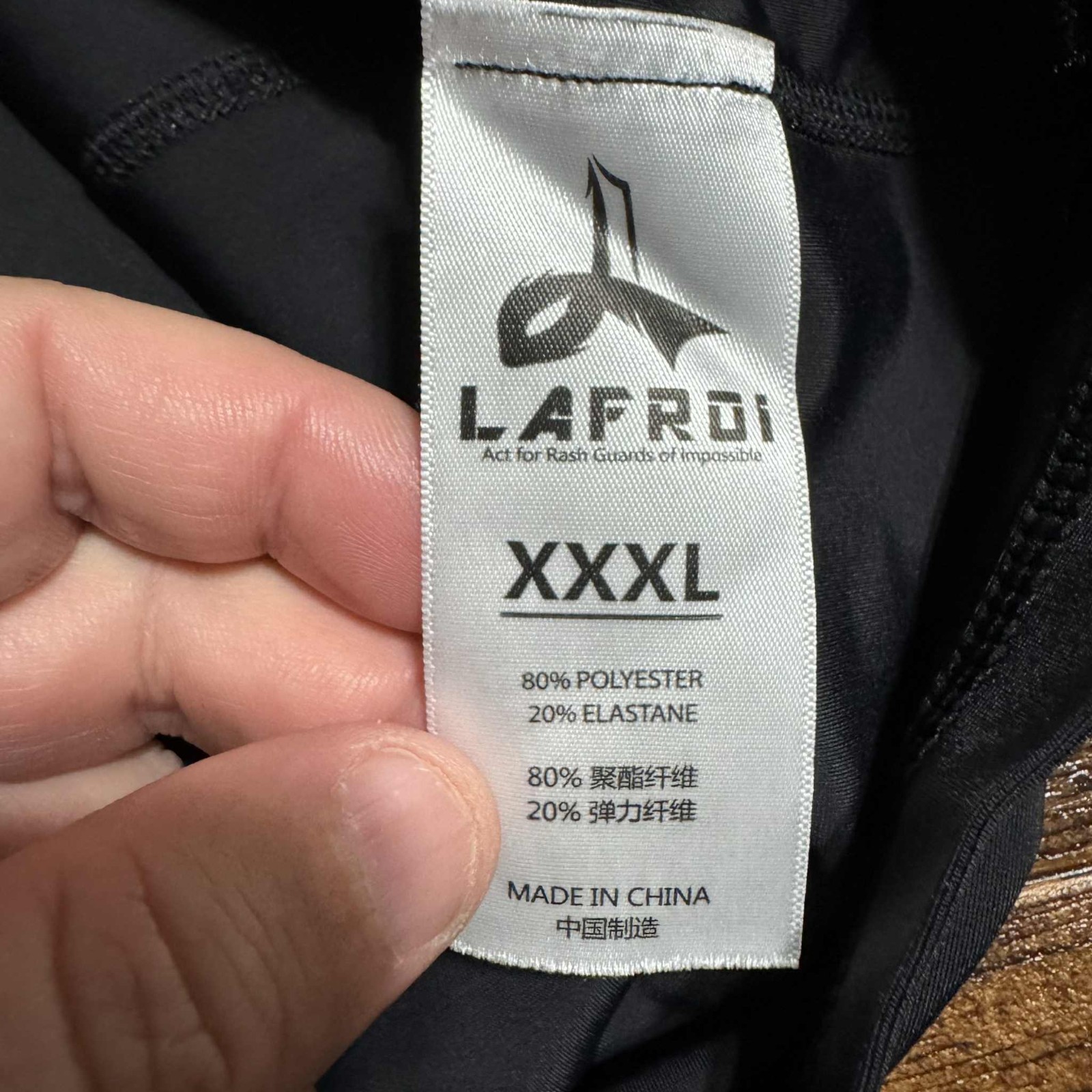 LAFROI Men’s XXXL Long Sleeve Rash Guard Swim Surf Shirt Stretch Black logo