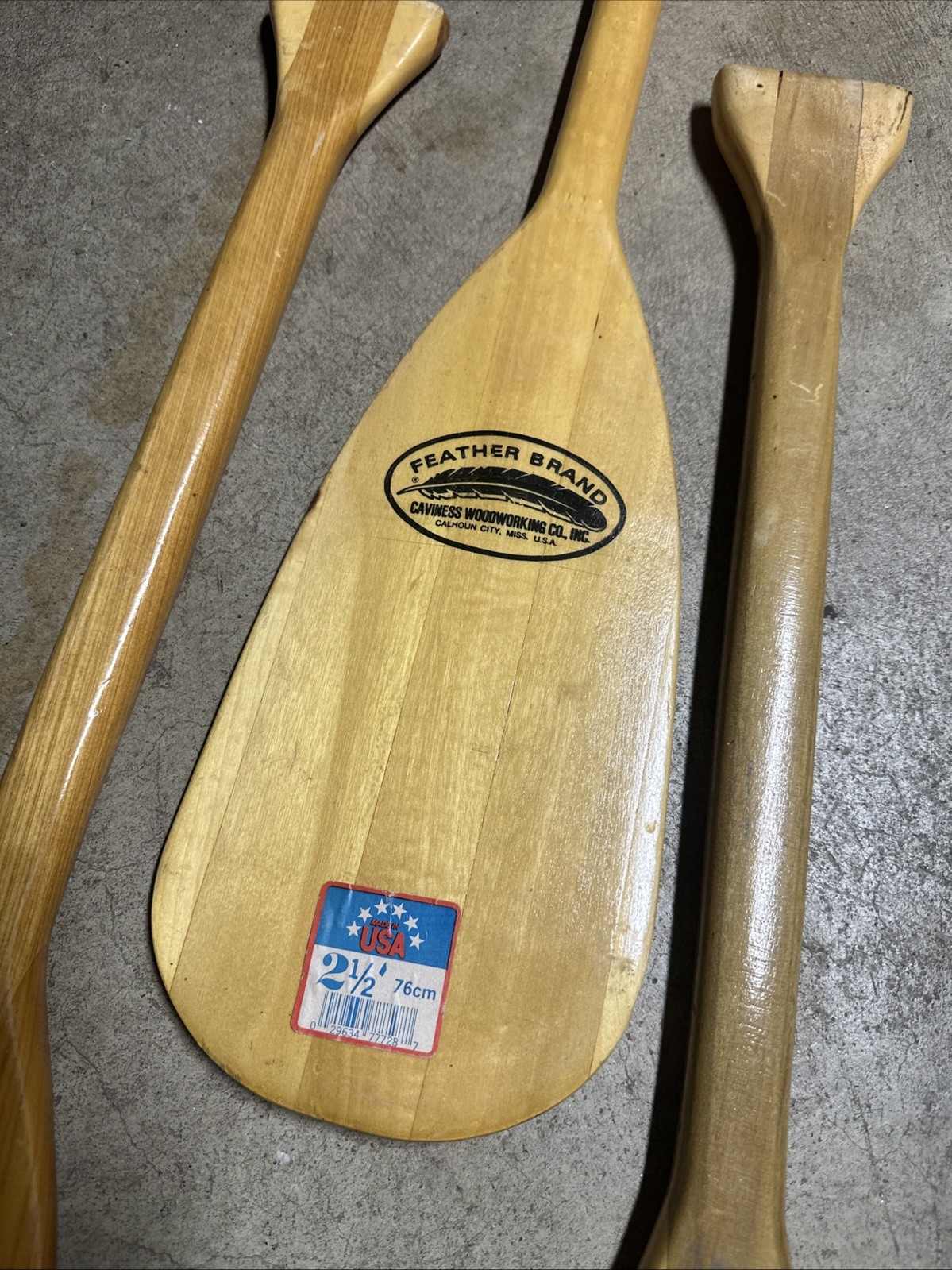 Lit 3 Caviness FEATHER BRAND 29.5” Paddles Canoe Kayak Rafting Boat Wooden Oars.