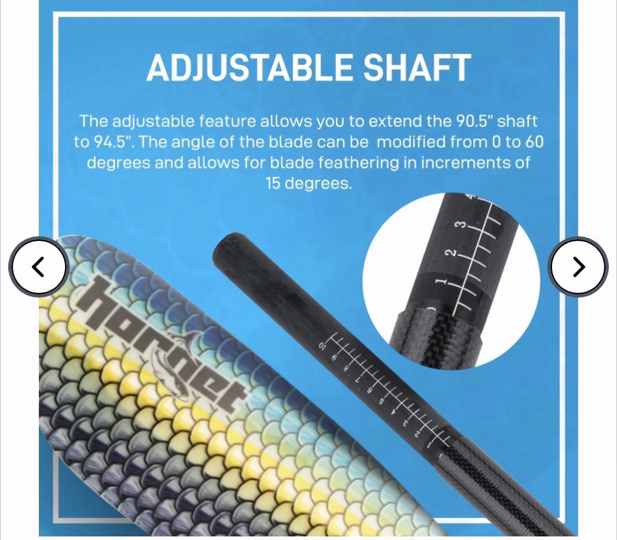 Hornet Carbon Fiber & Fiberglass Kayak Paddle.