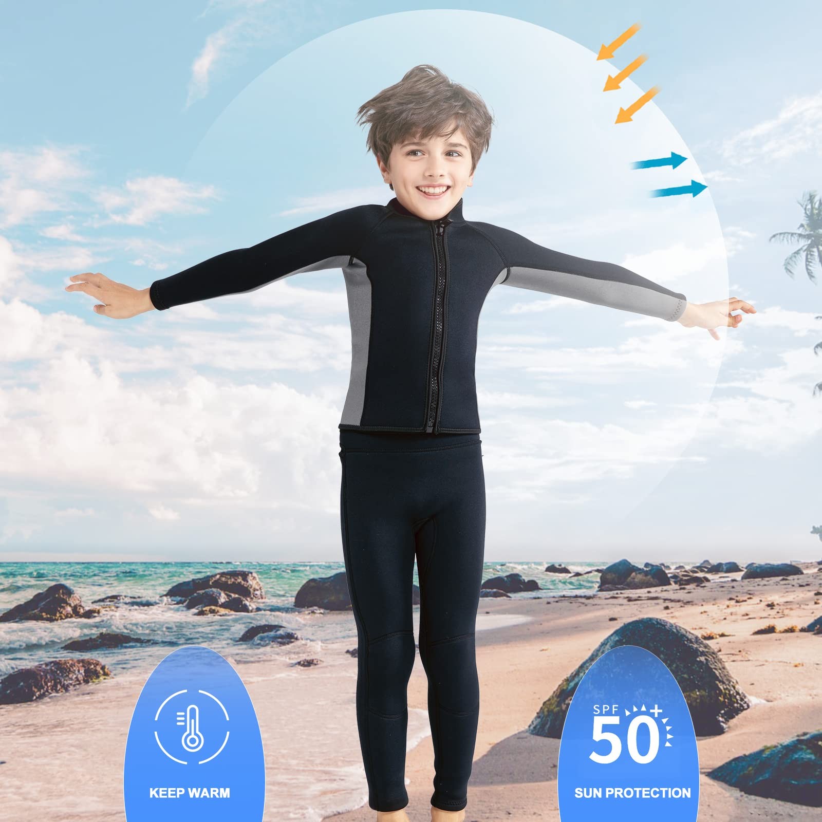 Intboss Kids Jackets 3Mm Tops Boys Long Sleeve Neoprene Wet Suit Jackets Front