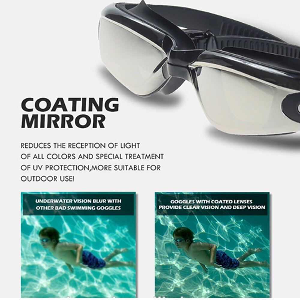 Anti-Fog Leak Proof UV Protection Swimming Goggles w/ Ear Plugs for Men Women