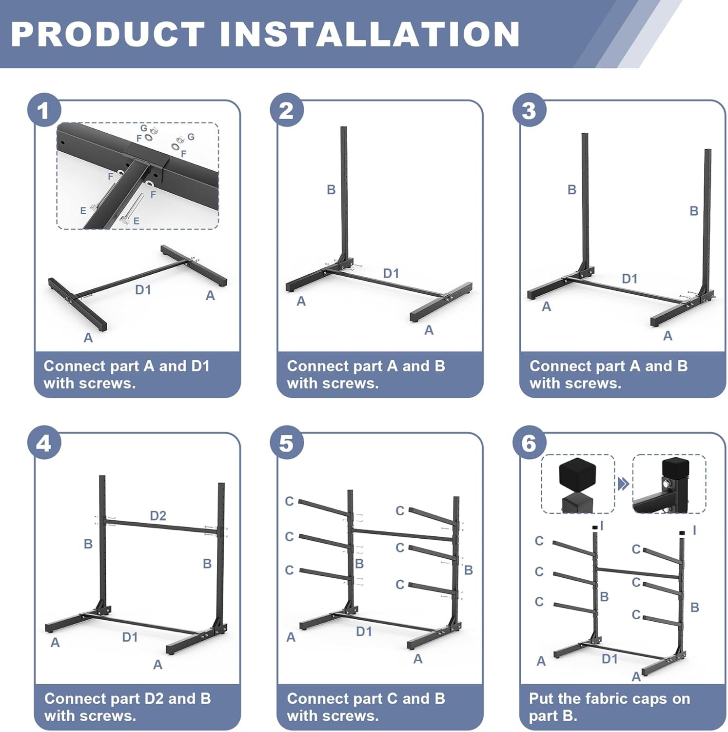 Garage Kayak Rack, Heavy-Duty Metal Kayak Storage Rack Adjustable Freestanding K