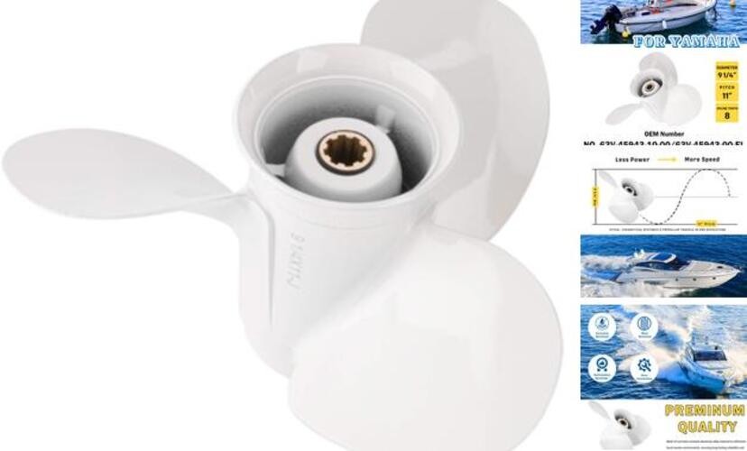 9 1/4×11-J OEM Aluminum Alloy Boat Propeller for Yamaha 9.9HP 15HP White