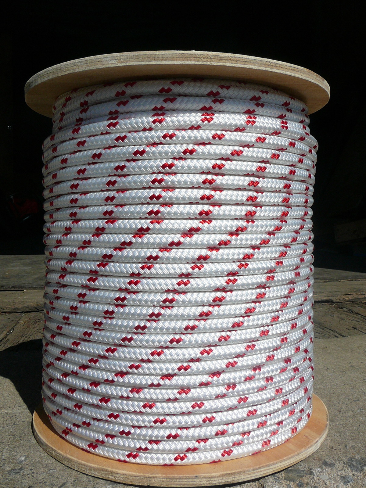 Sailboat Rigging Rope 7/16″ x 50′ White/Red Double Braided Sheet Halyard Line