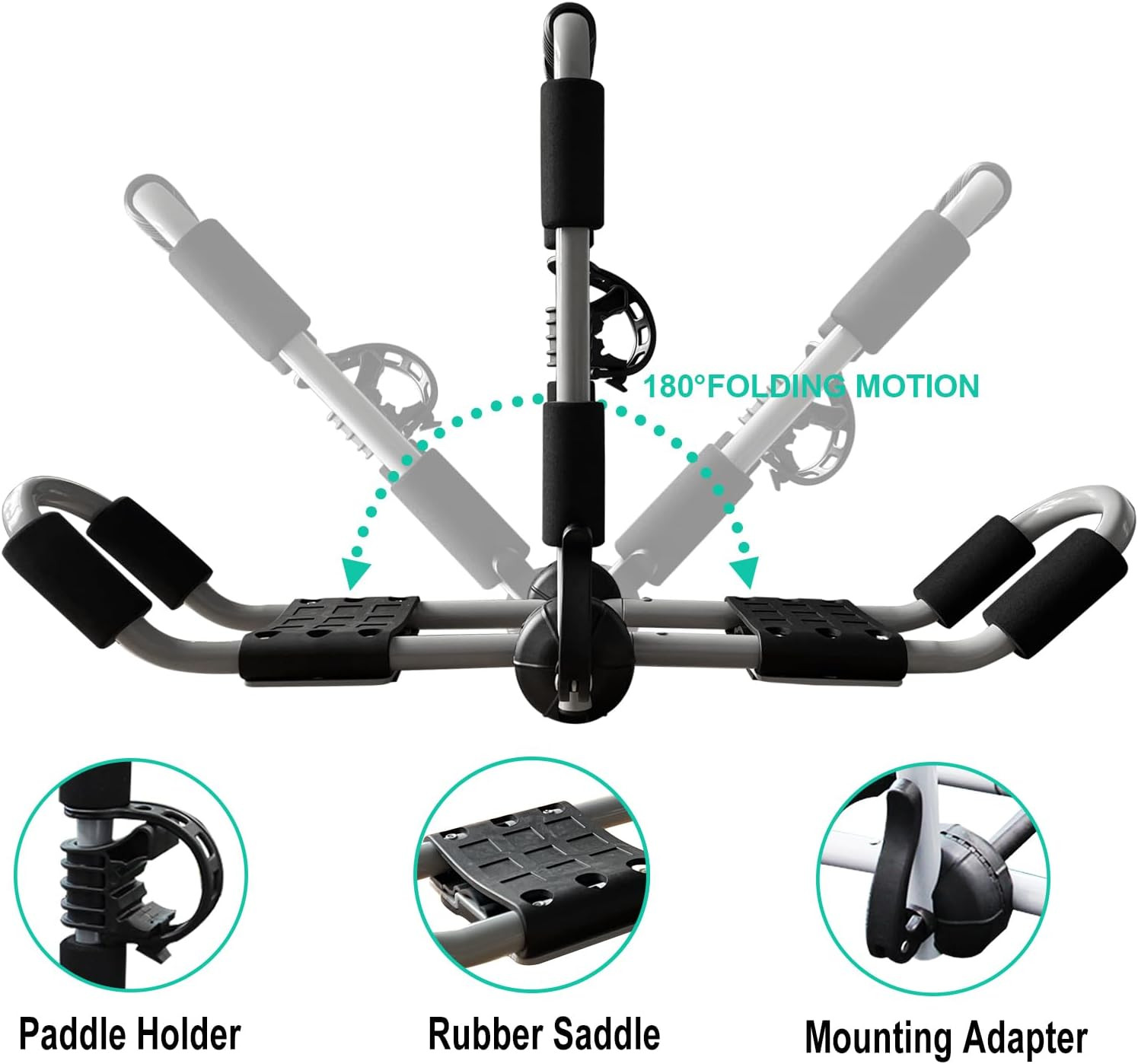 Kayak Roof Rack 4-In-1 Folding Adjustable Bilateral J-Shaped Roof Rack for Kayak