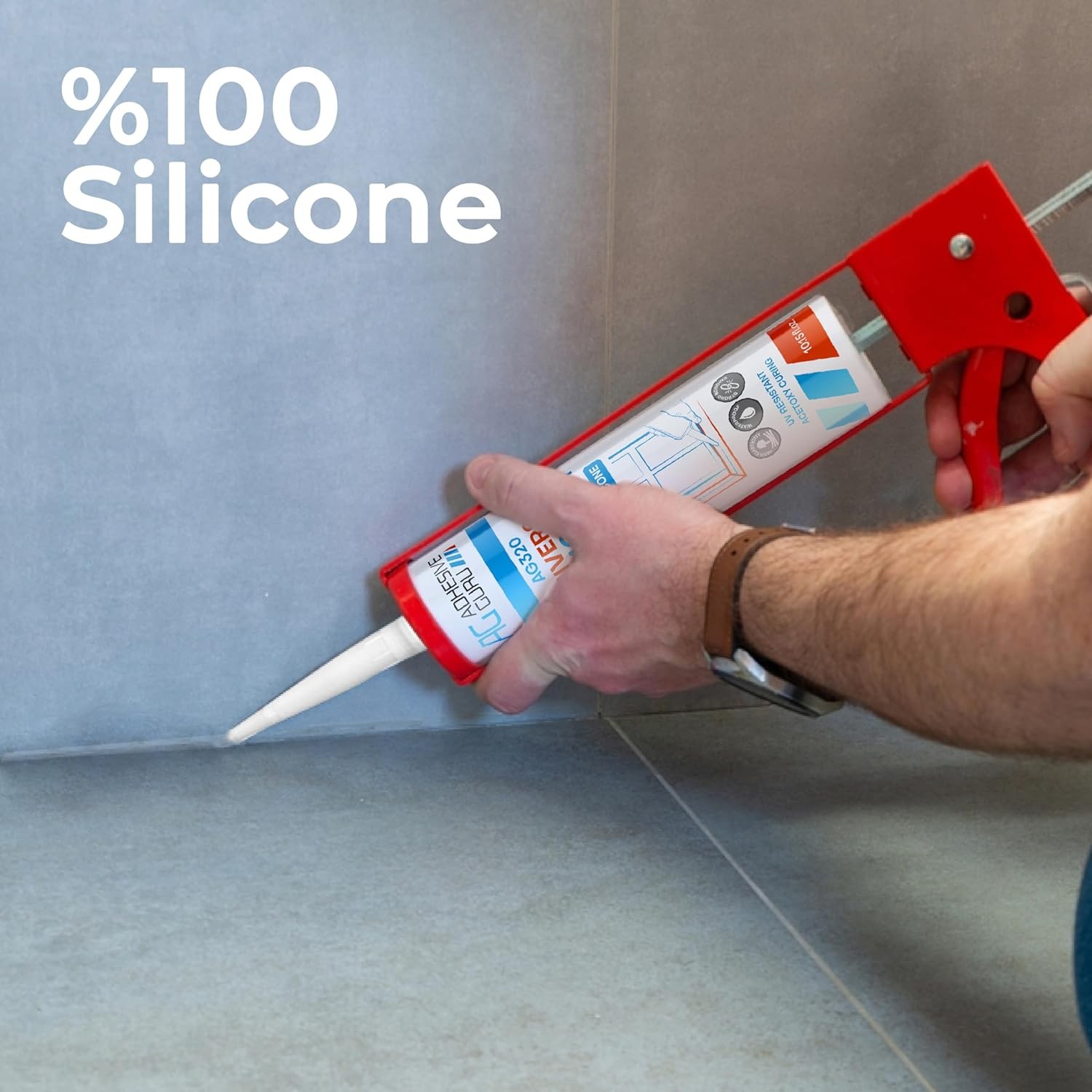 Adhesive Guru All Purpose Clear Silicone Sealant 1 Pack, 10.15 fl oz