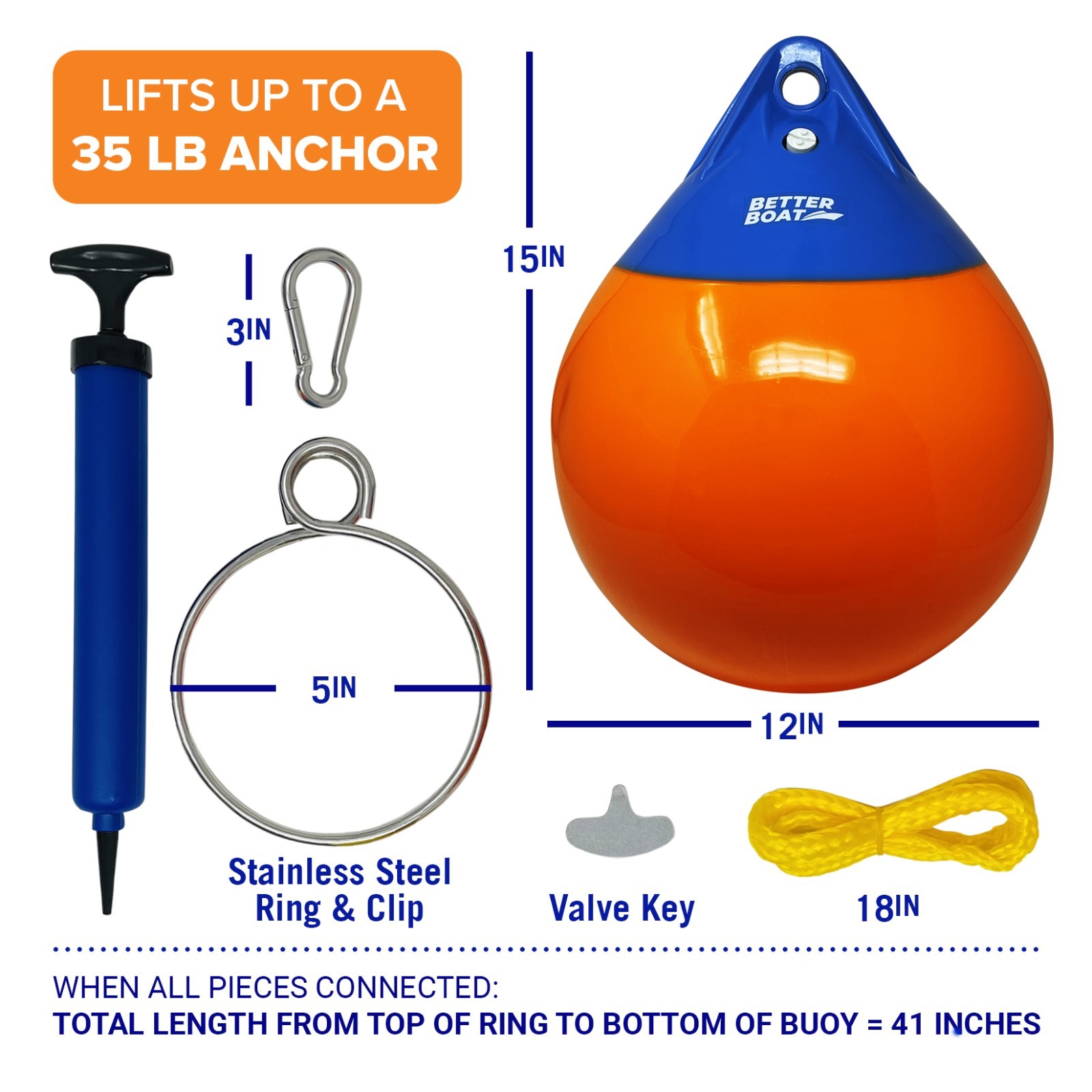 Anchor Bouy and Retrieval Ring Vinyl Boat Buoy Balls Round Mooring Marker