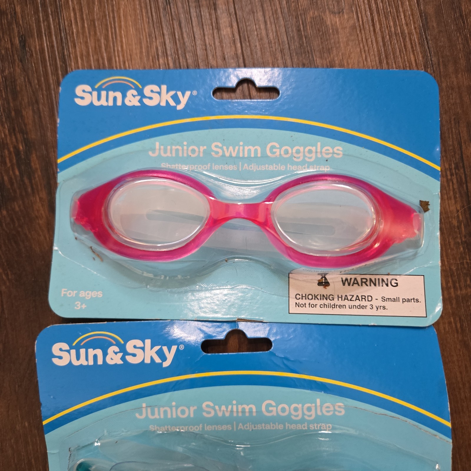 Syn & Sky Kids Swim Goggles 2 Blue/teal & Pink New Sealed Water Googles