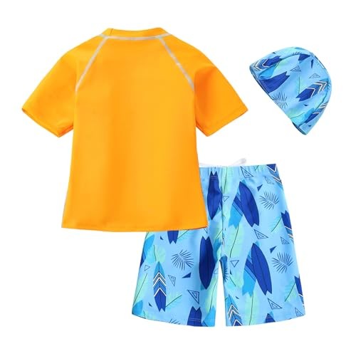 Toddler Swimsuit Boy 3 Piece Boys Swim Set Short Sleeve Boys 2-3T Dinosaur B