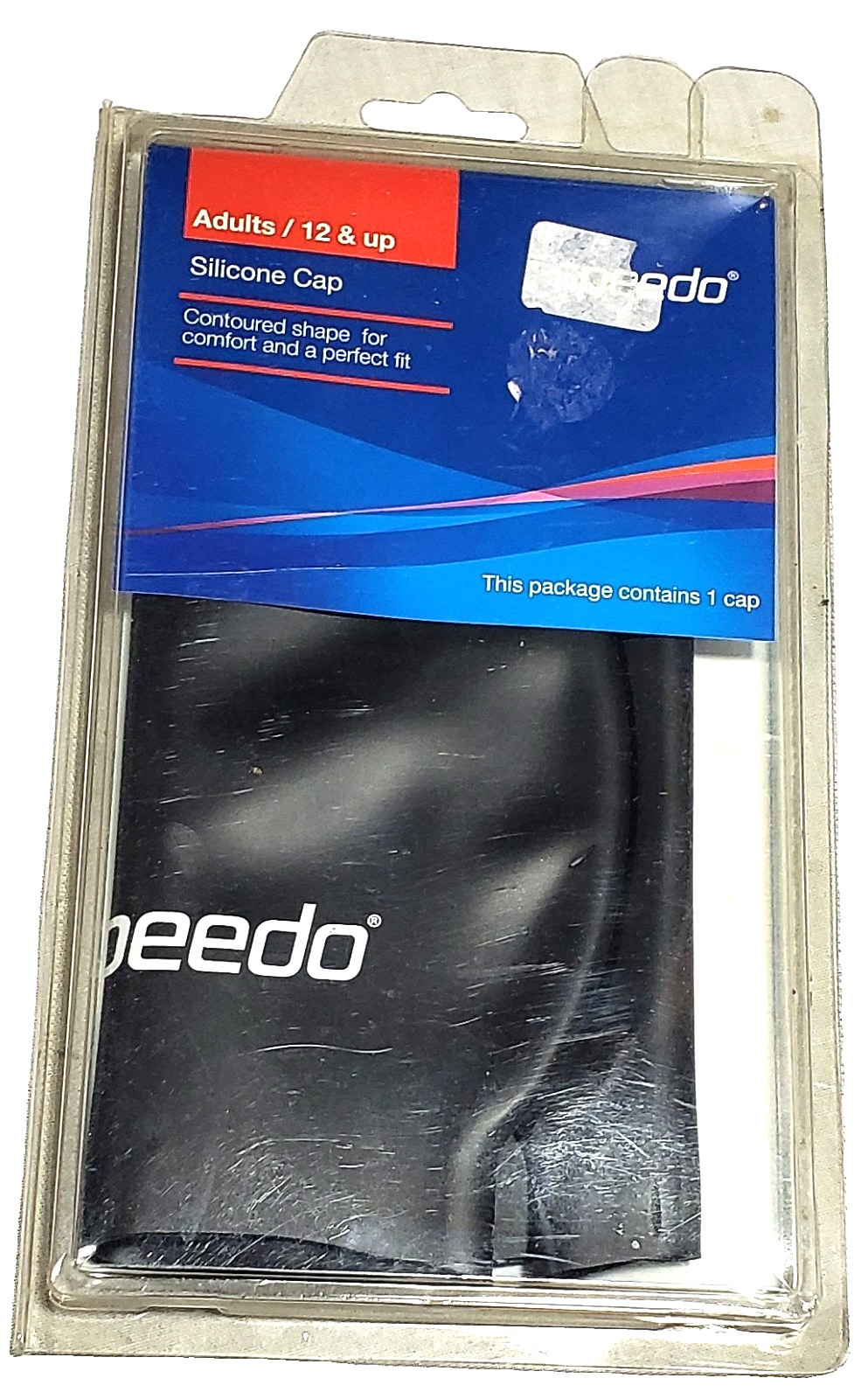 Speedo US Swimming 100% Silicone Swim Cap Adult 12 & Up Black W/White Logo