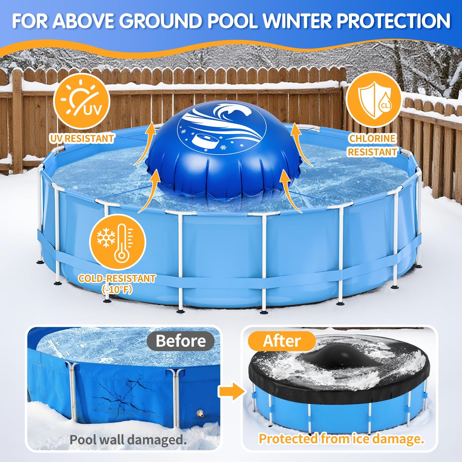 11.8 FT Pool Pillows for Above Ground Pool, Heavy Duty 0.6mm Winter Pool Pill…
