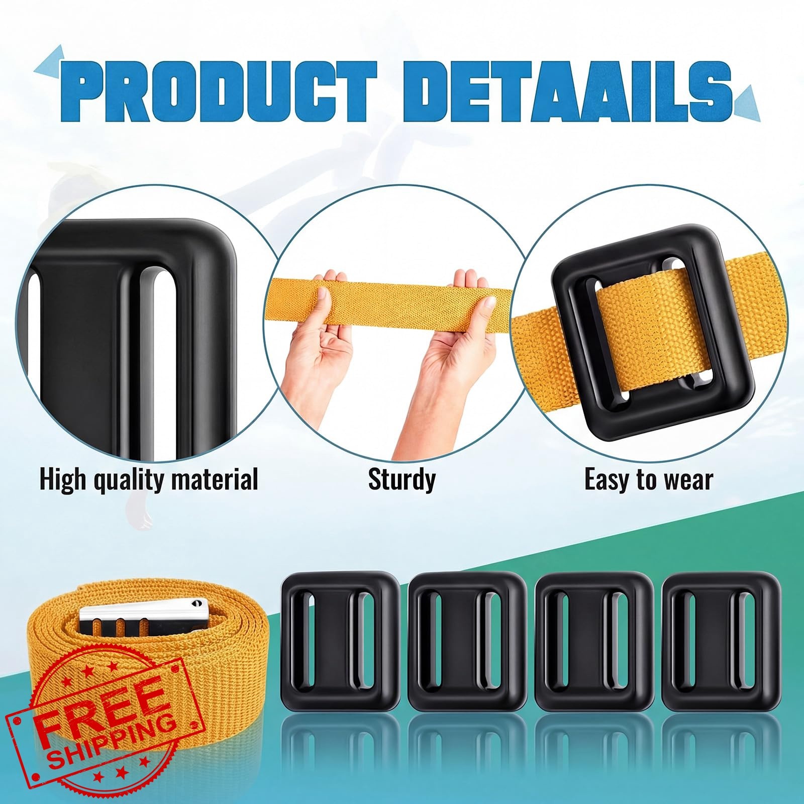 Tellegloww 4 Pcs Yellow Dive Weights Belt 4*2.2 lb