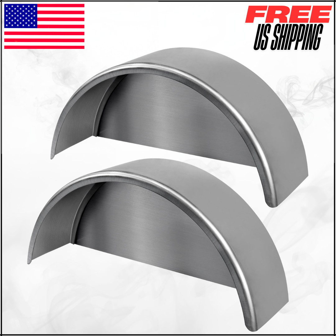 Trailer Fenders Stainless Steel For 14″ 15″ 16″ Wheels Single Axle 2PK