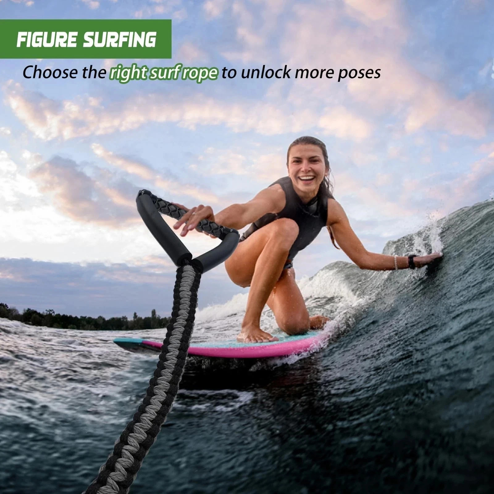 25FT Wakesurf Rope and Handle, 6 Sections Adjustable Floating Surf Tow Ropes,…