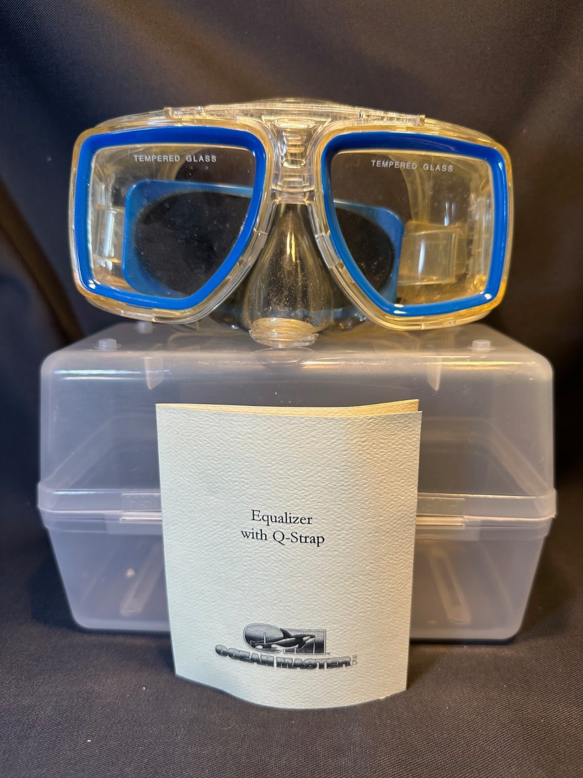 Ocean Masters Q Strap Purge Valve Tempered Glass Diving Mask Goggles with Case