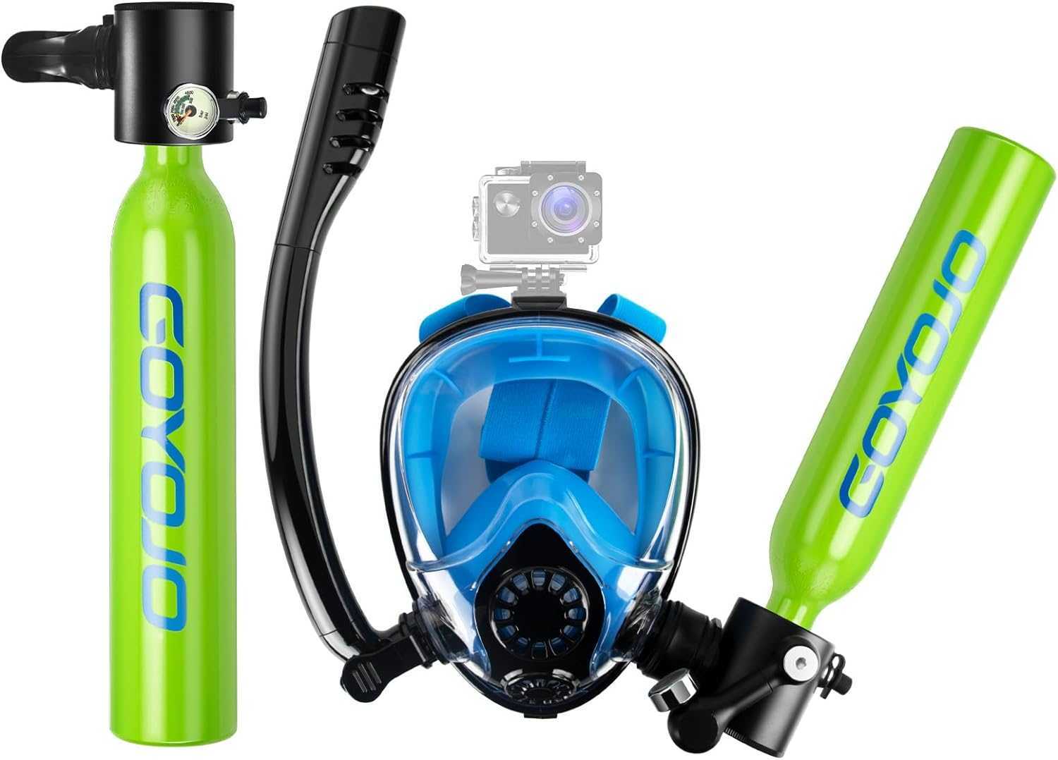 Mini 0.5L/1L/2L Scuba Diving Lung Tank Snorkel Set Mask Hand Pump Option Used