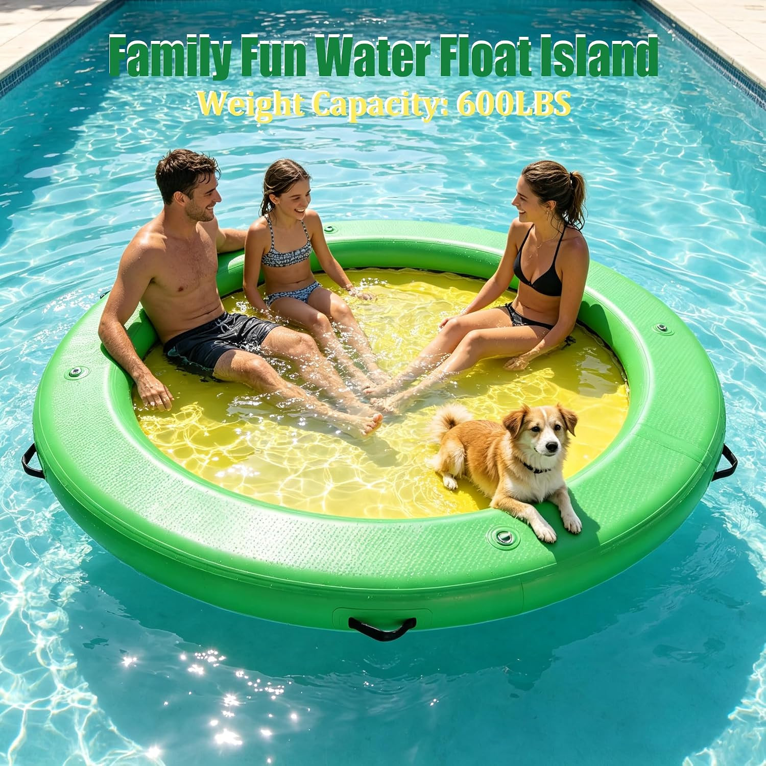 Water Hammock Inflatable Dock, 4Ft/6Ft/8Ft Floating Raft Circular Water Island,