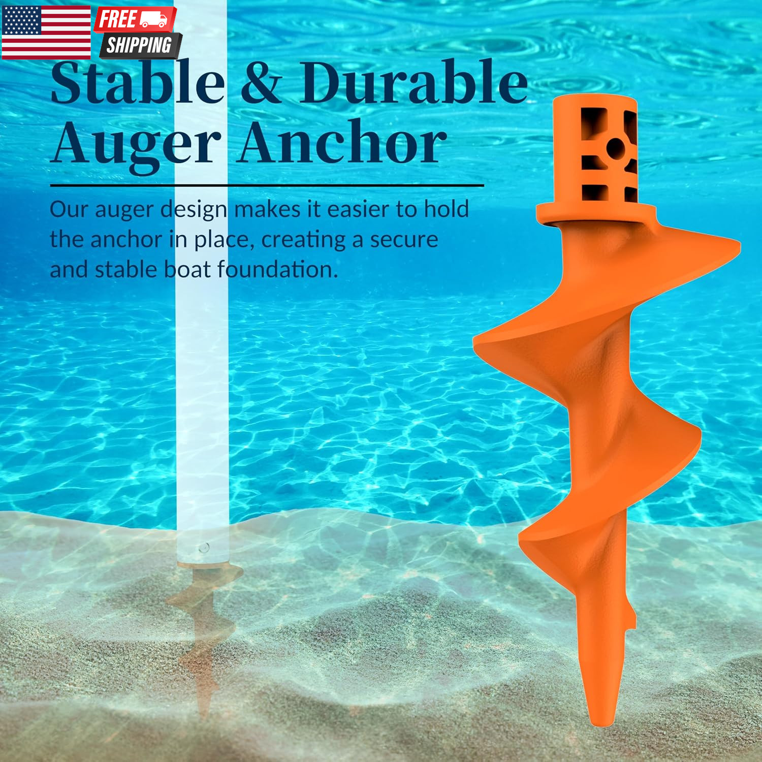 Sand Dock Auger Kit for PVC Sandbar Anchors, Fits 1.5″ SCH 40 PVC Tubing (ID 1.5