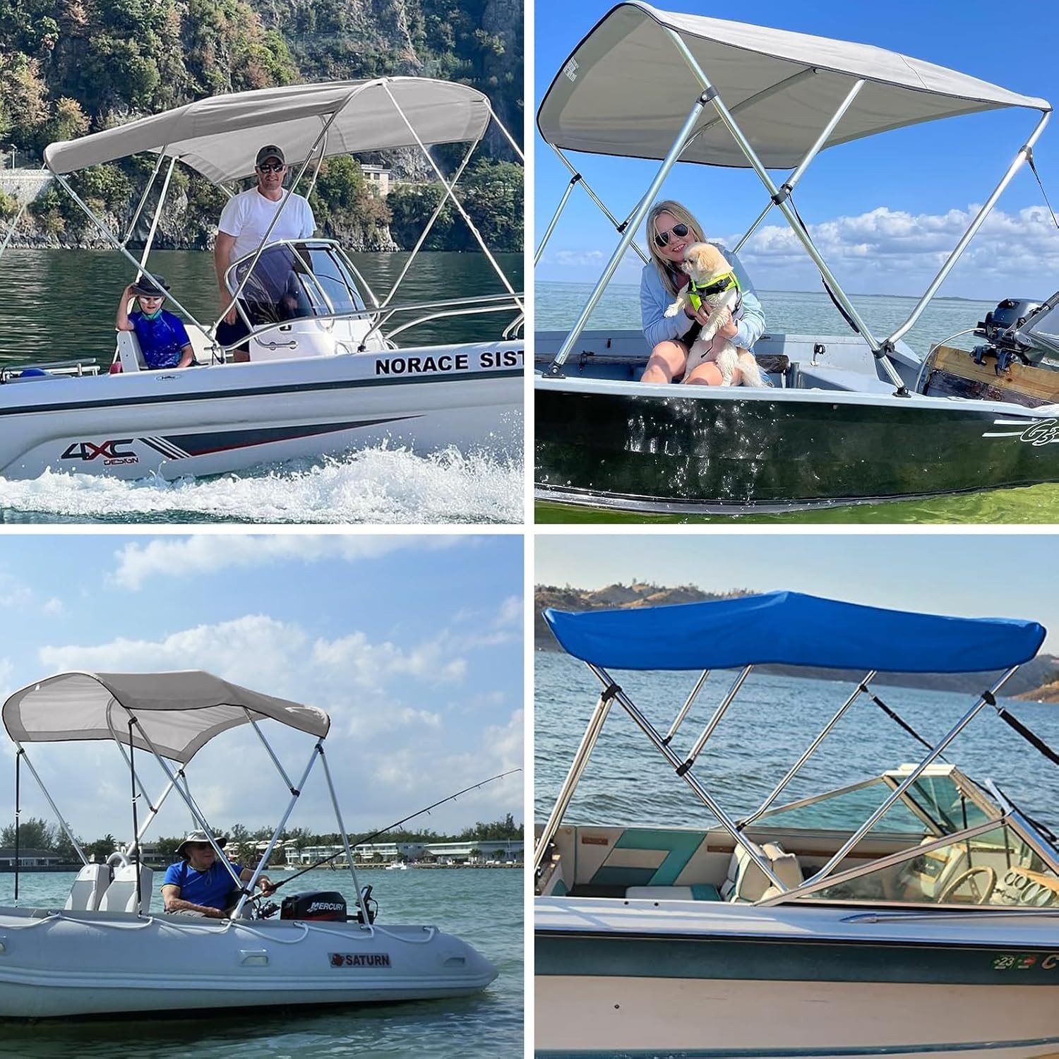 3 Bow Bimini Top Replacement Canvaswith Stern Light Hole and Storage Boot, 1200D