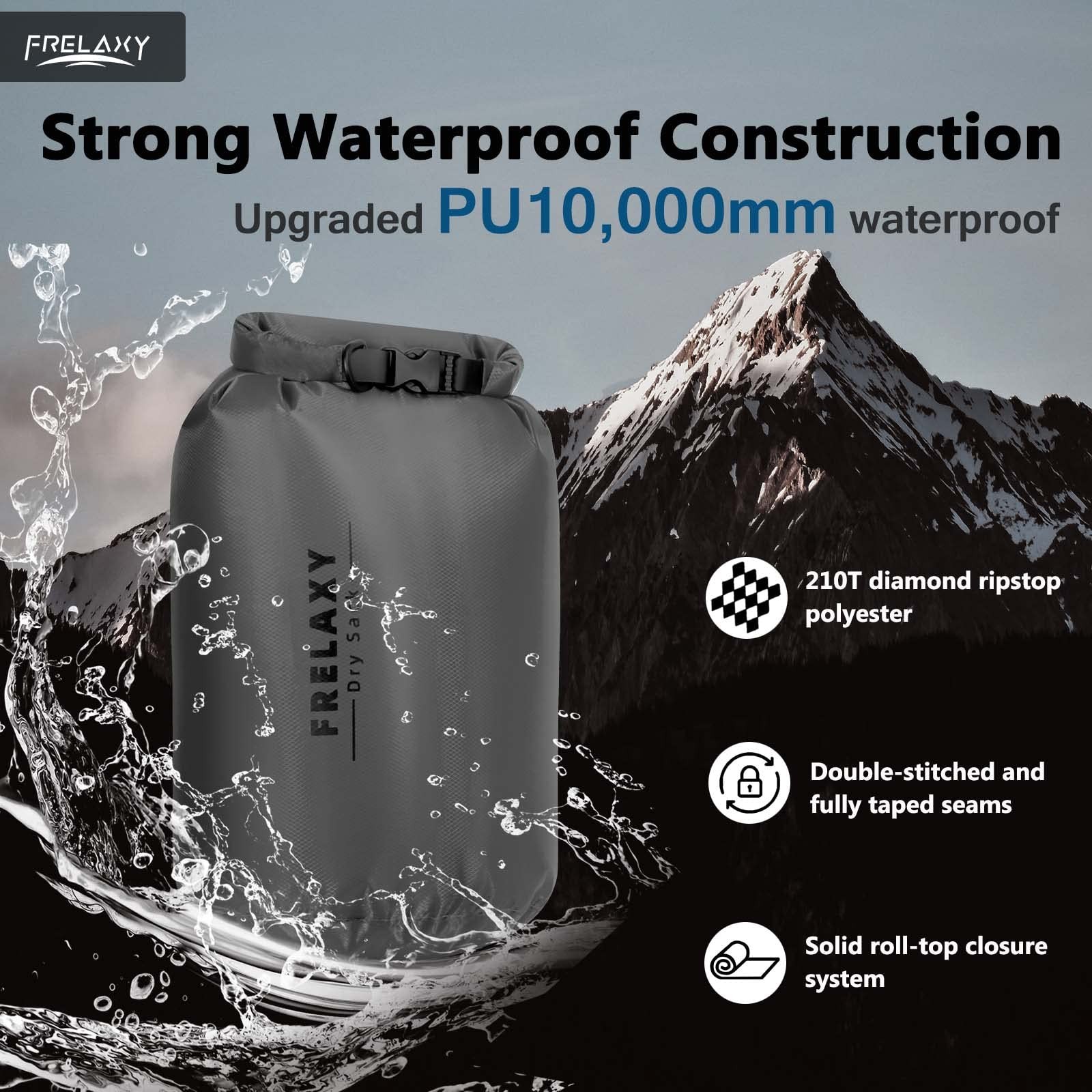 Frelaxy Waterproof Dry Bag 2 Pack/3 Lightweight Portable Dry Bags 5L 15L 25L