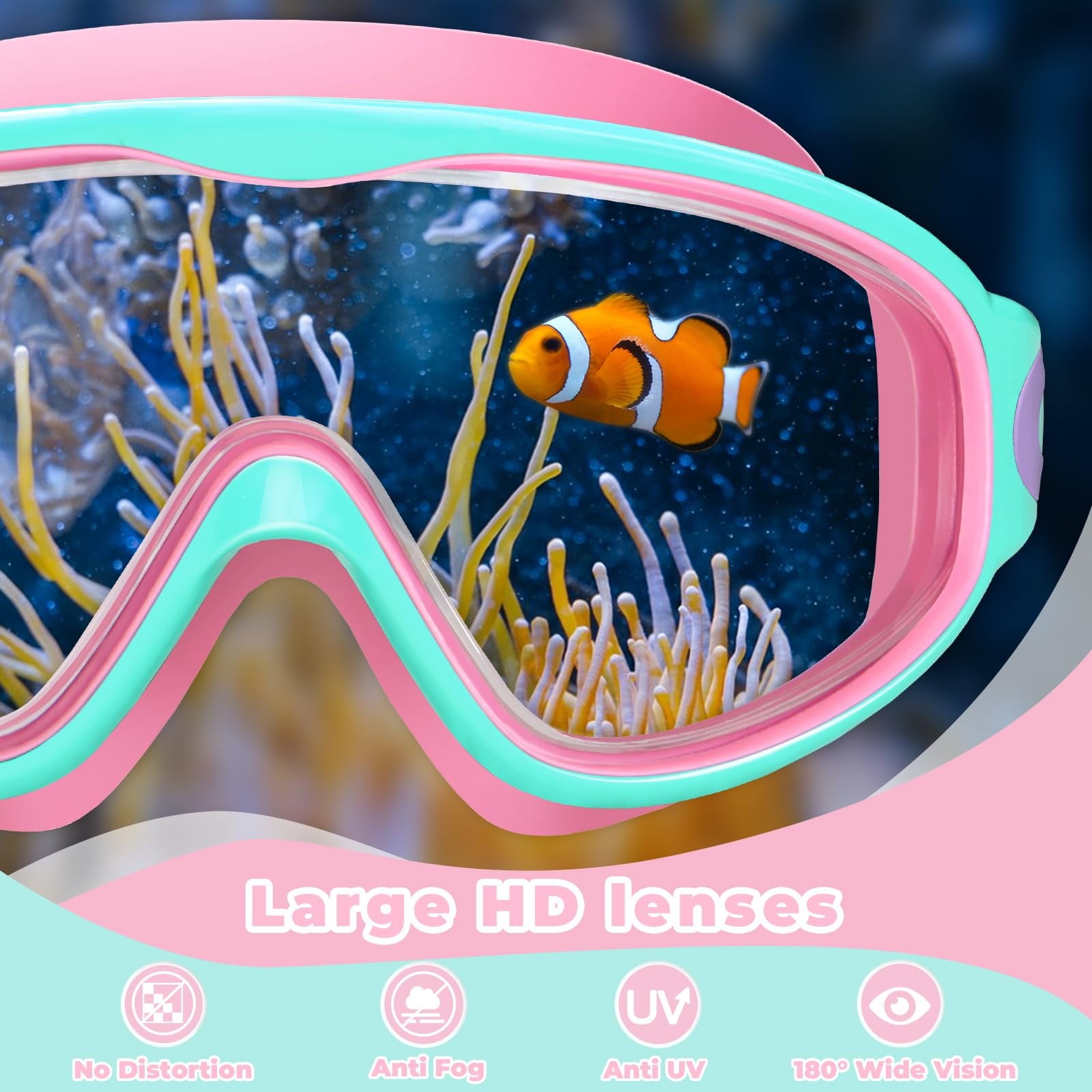Kids Swimming Goggles 2 Pack with Earplugs&Nose Clip Wide View Anti-Fog/UV